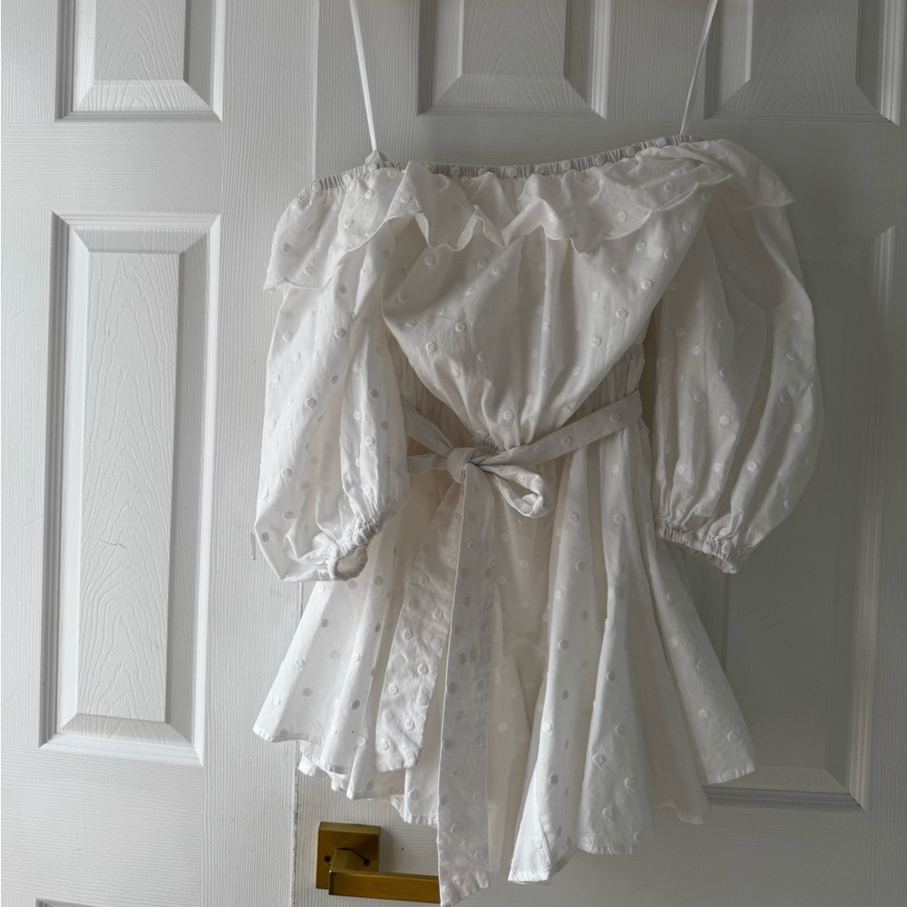 Tularosa White Ruffle Off-Shoulder Blouse